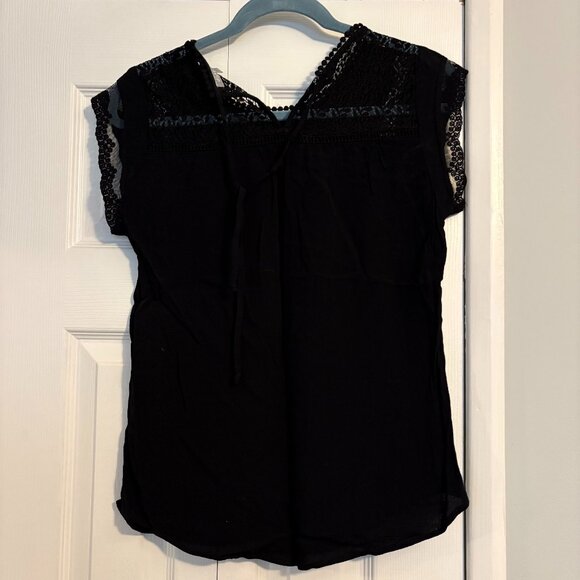 Black Lace-Detailed Top Size Small - Picture 2 of 4